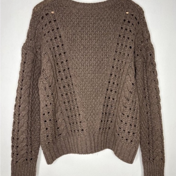 VINCE XS Cable Knit Wool Chunky Brown sweater - Picture 5 of 7